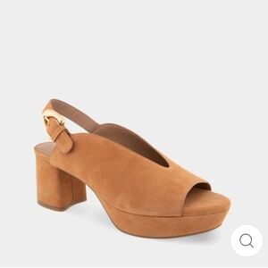 Aerosoles Cornelia Peep Toe Platform Sandal in Tan Suede Size 8